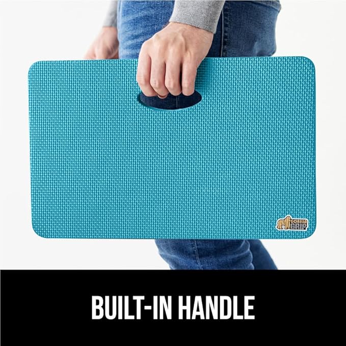 GORILLA GRIP Extra Thick Patent Pending Soft Foam Kneeling Pad, Supportive Large Cushion Knee Pads for Gardening, Baby Bath, Dirt and Water Resistant, Workout and Garden Supplies, 17.5x11, Turquoise