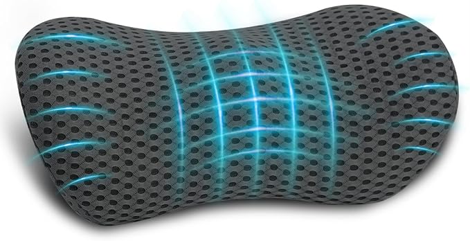 Lumbar Pillow, Memory Foam Lumbar Support Pillow for Office Chair and Car Seat, Ergonomic Streamline Back Pillow for Lower Back Pain Relief, Back Support Pillow for Sitting, Driving, Traveling