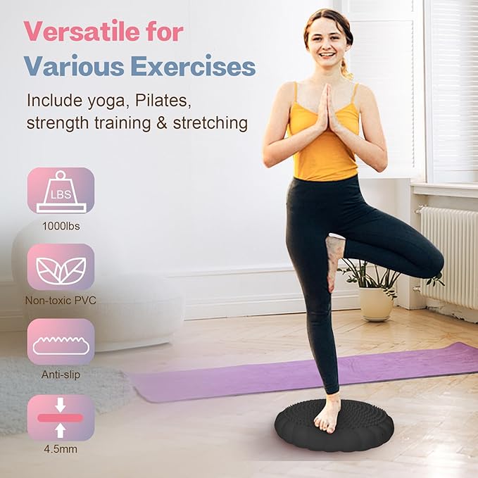 Wobble Cushion, Extra Thick Wiggle Seat for Sensory Kids, Non-slip Balance Disc with Inflation Pump for Adults Core Strength, Posture Improvement & Physical Therapy (13.5in/34cm)