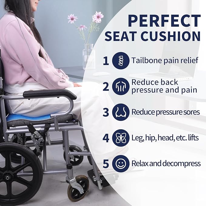 Tailbone Pain Relief Cushion, Donut Pillow Seat for Anti-Bedsore & Sitting Comfort. Wheelchair & Office Chair Cushion with Lift for Legs & Buttocks. for Car, Bed Use