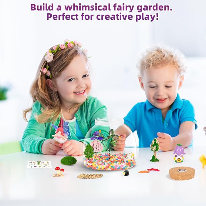 Fairy Light Up Terrarium Kit for Kids - Create a Whimsical Fairy Garden | Fairy Toys for Girls, Science Kits, Arts and Crafts for Kids, Girls Toys Ages 4+, Kids Gifts
