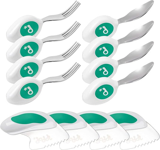 doddl 4 Sets Knife, Fork, and Spoon Set - 12 Pieces - Learn to use Toddler Silverware in Minutes, Toddler Utensils 1 year old & up, Baby Led Weaning Supplies