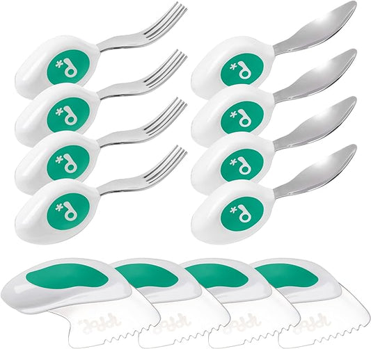 doddl 4 Sets Knife, Fork, and Spoon Set - 12 Pieces - Learn to use Toddler Silverware in Minutes, Toddler Utensils 1 year old & up, Baby Led Weaning Supplies