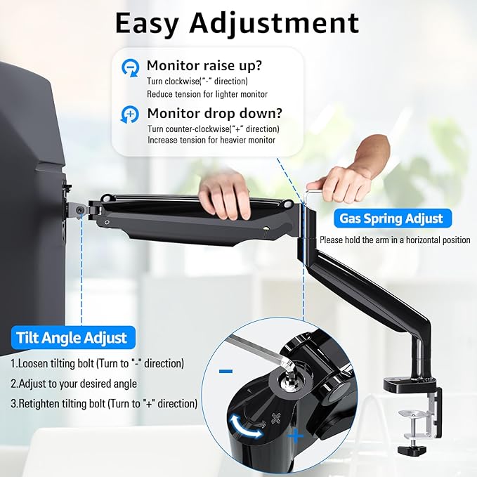 MOUNTUP Ultrawide Monitor Arm for Max 40 Inch Screen, Heavy Duty Monitor Desk Mount Support 6.6-30.9lbs, Computer Monitors Stand for Desk, VESA Mount with Clamp & Grommet Base