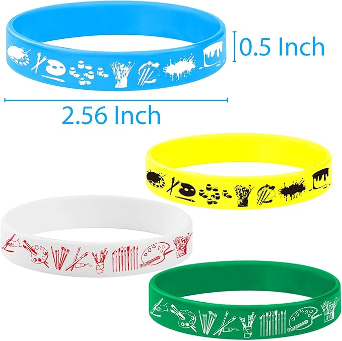 24PCS Art Painting Silicone Bracelets Rubber Wristbands -Paint Colorful Party Favors Artists Prizes Party Decorations Birthday Baby Shower Party Supplies