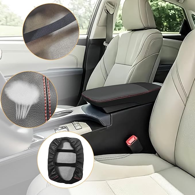 SUNBREATH Compatible with Center Console Armrest Cover for Toyota Avalon 2013 2014 2015 2016 2017 2018 Leather Arm Rest Storage Box Lids Cushion Protector Pad