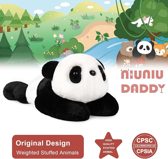 Niuniu Daddy 20" | 3.3 Pound Panda Weighted Stuffed Animals Plush Toys, Large Pillowfort Plush Animals for Kids Adults, Heavy Beads Big Body Pillow for Presents Birthday Christmas Holiday