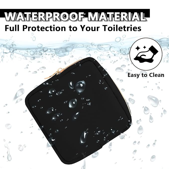 UIXIZQ Waterproof Mini Makeup Bag for Purse,Small Cosmetic Pouch Nylon Travel Toiletry Organizers Bag for Women Girls,Cute Zipper Preppy Coin Purse for Work(Mini-Black)