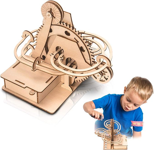 Marble Run 3D Wooden Puzzle for Adults Teens Solar DIY Model Kit Educational Jigsaw Puzzles Building Toys STEM Projects Science Experiments Birthday Gift for Men Kids Ages 8-10-12-14