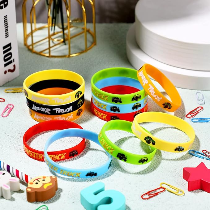 24 Pieces Truck Birthday Party Favors Truck Silicone Bracelets Truck Party Decoration Truck Silicone Wristbands for Kids Construction Truck Birthday Baby Shower Party Supplies Classroom Rewards