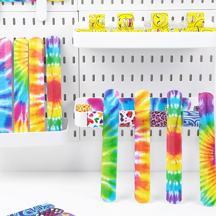 AMOR PRESENT Slap Bracelets Bulk, 48PCS Snap Bracelets for Kids Tie Dye Wrist Band Mermaid Sports for Party Favors Carnival Prizes Goodie Bags Groove Party