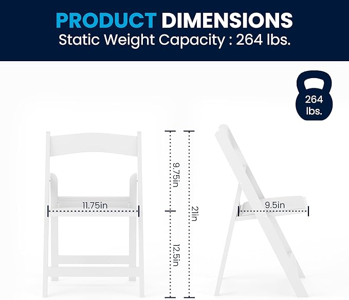 Flash Furniture HERCULES Kids White Resin Folding Chair with White Vinyl Padded Seat