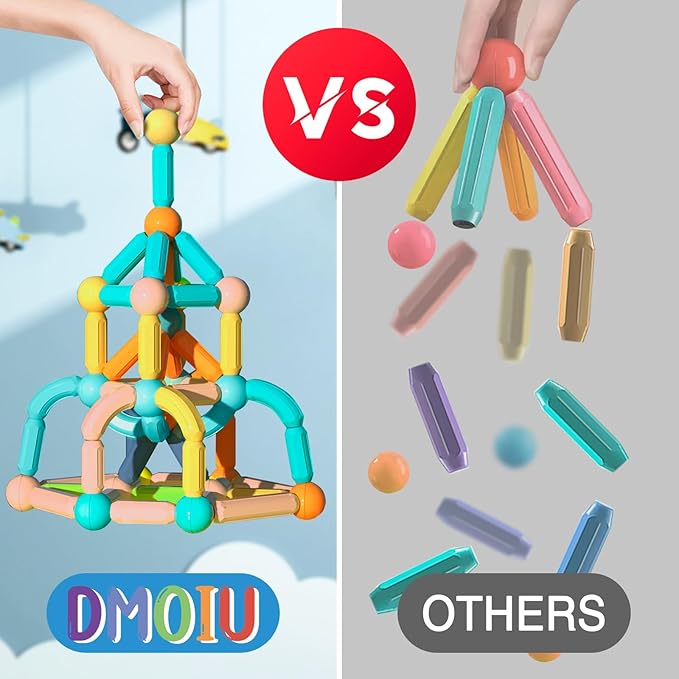 Magnetic Building Blocks STEM Educational Toy for Kids Montessori Learning Sticks and Balls Preschool Sensory Toys for Toddlers Gift for 3 Year Old Boys & Girls