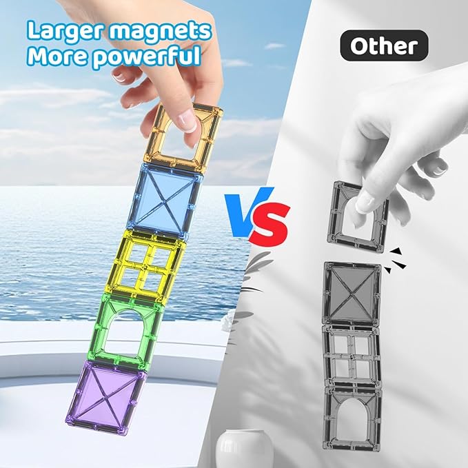 Crenova Magnetic Tiles Kids Toys, Magnetic Blocks Building Sets, Construction STEM Sensory Toy for Toddler Ages 4-8, Preschool Learning Educational Game for Boys Girls, Birthday Gift