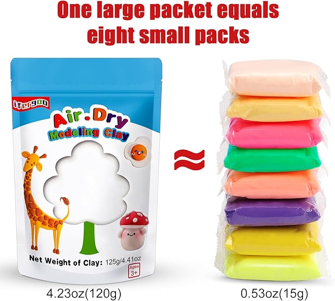 ifergoo Modeling Clay, 24/36 Colors Air Dry Clay Best Gift for Kids, Super Light Magic Clay with Sculpting Tools and Project, No-Sticky and Non-Toxic (White Color)