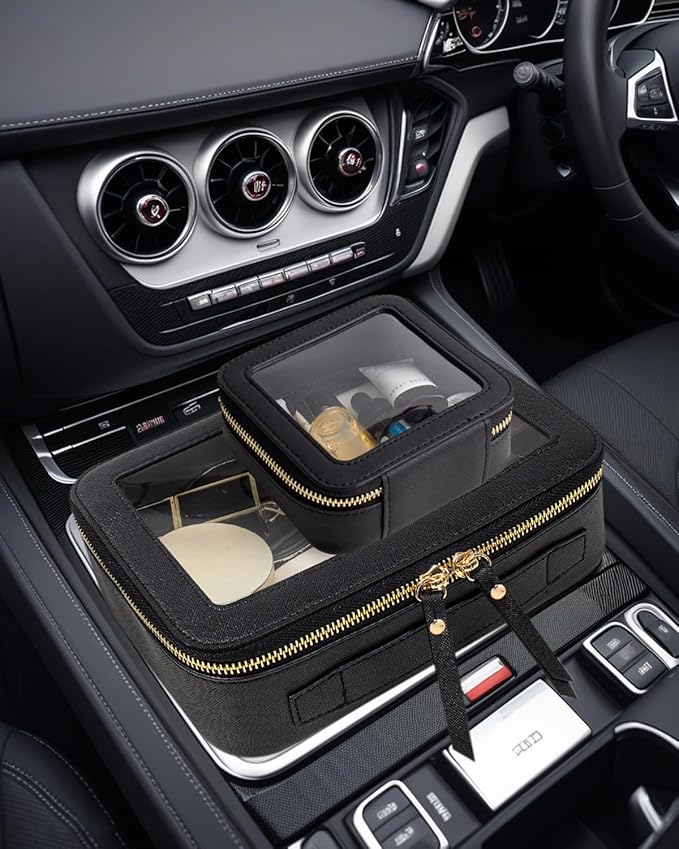 FFpaw Travel Clear Makeup Bag Set, TSA Approved Cosmetic Bag Case with Zipper Portable Makeup Pouch Toiletry Bag Women Traveling Cosmetic Organizer Storage Bag Car Organizer Car Essentials for Women