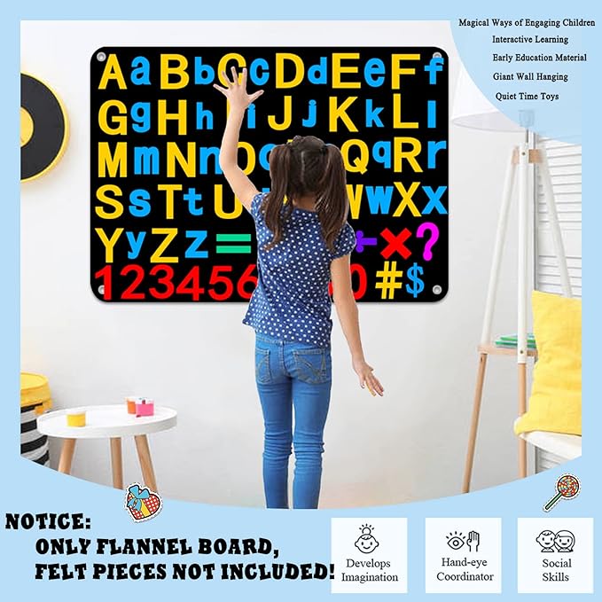 Craftstory 3.5 Feet Flannel-Board for Toddlers Preschool as Kids Felt Stories Activities Play Kits Wall-Hanging Birthday Gifts (Black)