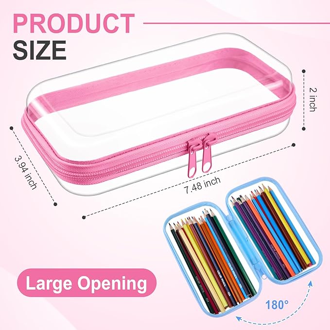 Hoolerry 3 Pcs Clear Hard Zipper Case Makeup Bag Plastic Zipper Pouch Christmas Storage Case Portable Travel Organizer Bin for Cosmetics, Building Blocks, Puzzles(Multicolor,S)