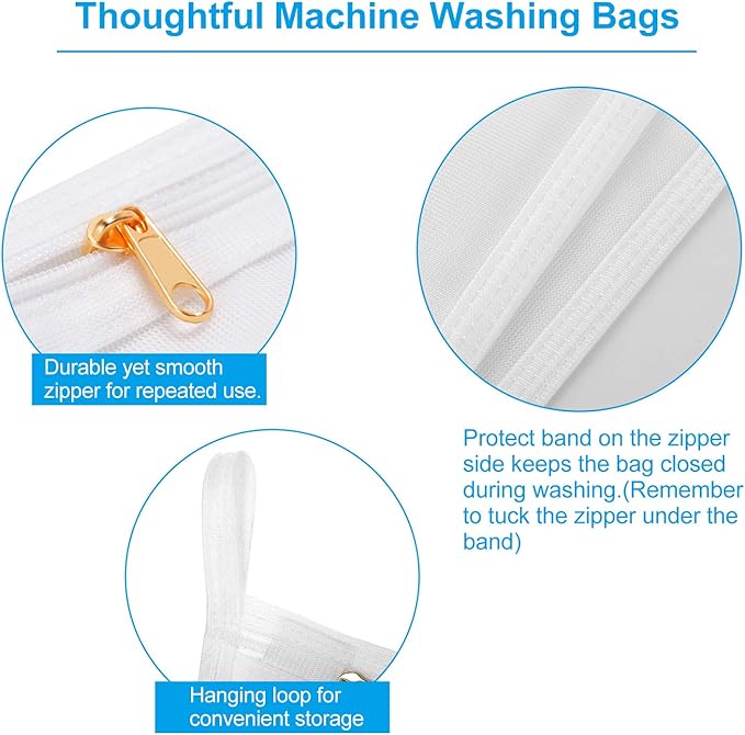 GOGOODA Delicates Laundry Bags, Fine Mesh Wash Bag for Lingerie, Underwear, Bra, Silk, Socks with Hanging Loop