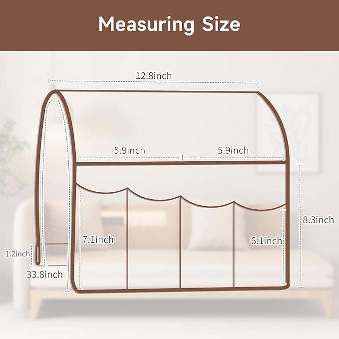 MEHIDFY Sofa Armrest Caddy, Waterproof Bedside Storage Organizer, Non Slip Armchair Pockets, Remote Control Holder for Couch, Handy Pouches with 6 Pockets for TV Remote, Phone, Magazine(Brown)