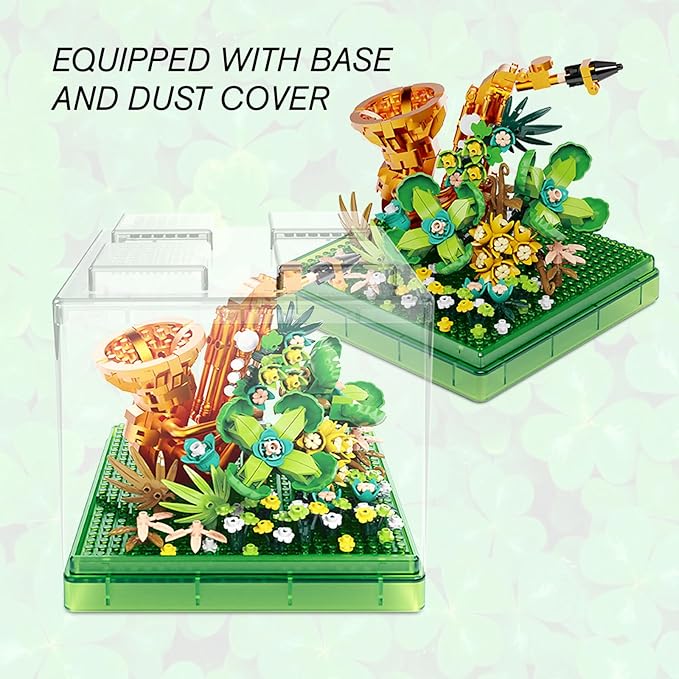 Saxophone Mini Building Block Sets with Colorful Flower Decor, Micro Building Sets with Dust Cover,Gift for Girl,Lover,Mother, Home Office Decor Kit Suit for Kids and Adult Aged 8+(Saxophone)
