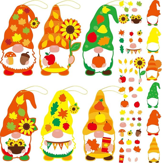 36 Sets Thanksgiving Fall DIY Art Craft Kits Gnome Ornaments Art Sets Fall Leaf Stickers Arts and Crafts Bulk for Kids Classroom Activities Party Decorations