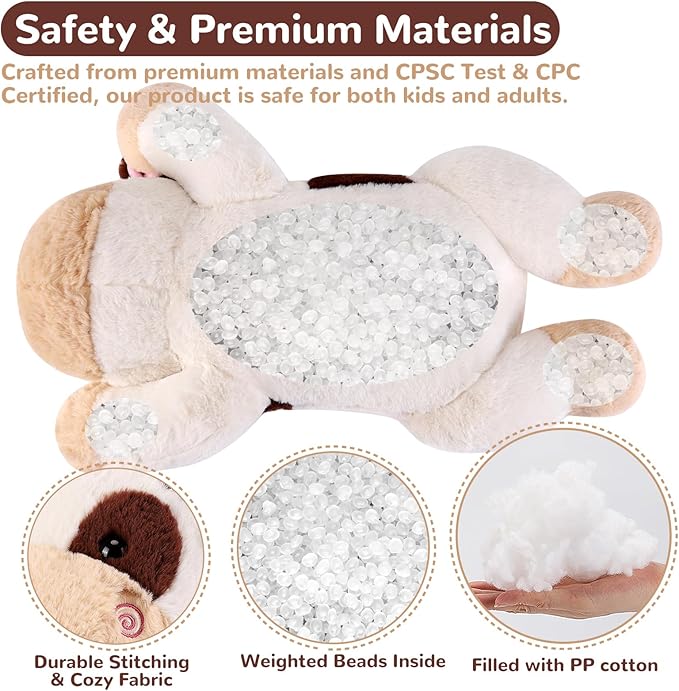 Cow Weighted Stuffed Animals - 22 Inch 4.5 Pounds Weighted Plushies Cow Stuffed Animals - Big Plush Pillow - Cute Plush Toys Gifts for Kids & Adults (22" 4.5 lbs Brown)