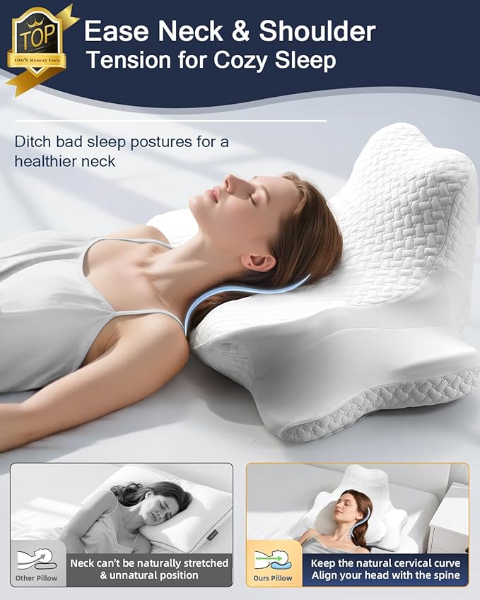 Cervical Neck Pillows&Reading Pillow for Bed Rest Lying,Book Leaning Wedge and Prone, Ergonomic Memory Foam Bed Wedge Pillow for Headboard, Chin & Back Support Pillows on Bedrest Couch（White）