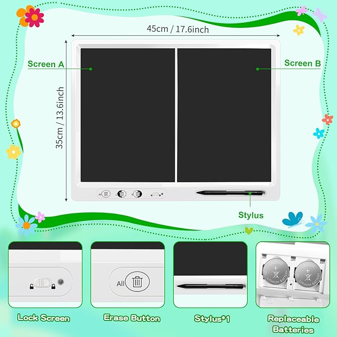LCD Writing Tablet,18 Inch Large Writing Board with Stand LCD Drawing Tablet Educational Learning Toys Gifts for 3-12 Year Old Kids Adults Suitable for Home School Office