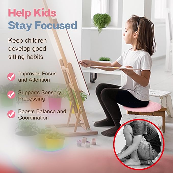 Wobble Cushion, Extra Thick Wiggle Seat for Sensory Kids, Non-slip Balance Disc with Inflation Pump for Adults Core Strength, Posture Improvement & Physical Therapy (13.5in/34cm)