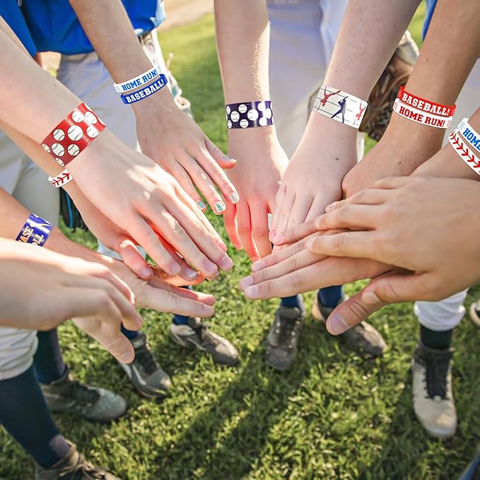 40 Pieces Baseball Party Favors, Baseball Silicone Wristbands Baseball Sports Bracelets for Baseball Game Day Teens Birthday Baseball Theme Party Baseball Team Awards Presents