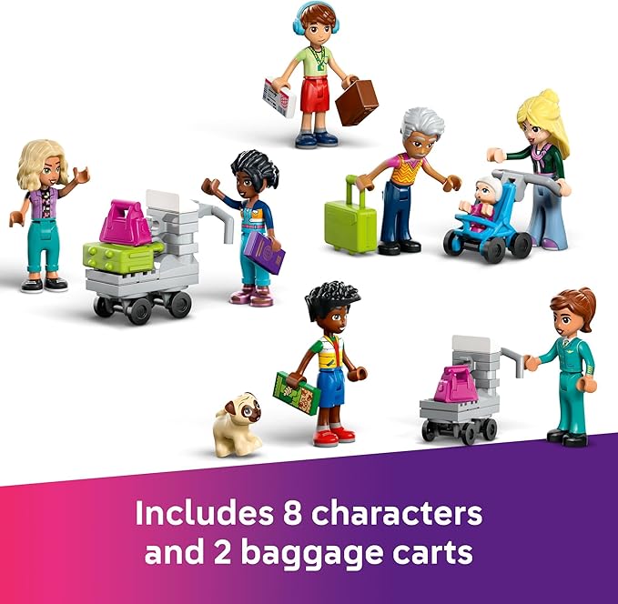 LEGO Friends Heartlake City Airport and Airplane Toy Building Set - Pretend Play for Kids, Girls and Boys, Ages 8+ - with 7 Minidolls, Taxi, Dog Figure and More - Gift Idea for Birthday - 42656