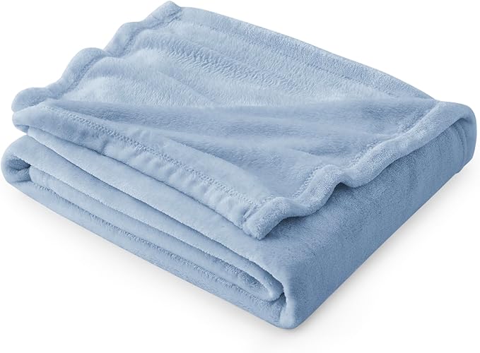 Bedsure GentleSoft Fleece Blankets Twin Size Light Blue - 300GSM Lightweight Plush Fuzzy Cozy Soft Blanket for Bed, Sofa, Couch, Travel, Camping, 60x80 inches