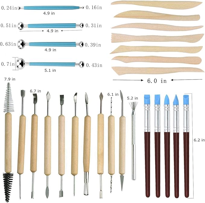 57PCS Ceramic Clay Tools Set with Plastic Case Modeling Pottery Sculpting Tools Kits for Beginners Professionals Kids After School Ceramics Classes