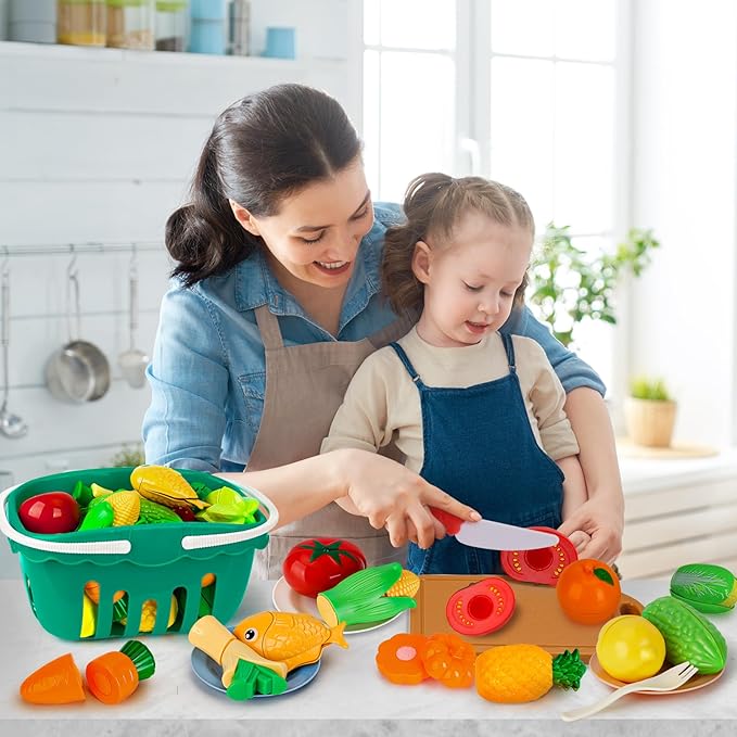 95PCS Kids Pretend Play Kitchen Toys Accessories,Kids Kitchen Playset,Stainless Steel Cookware Pots and Pans Cooking Toys,Pretend Cutting Play Food Set for Kid Kitchen