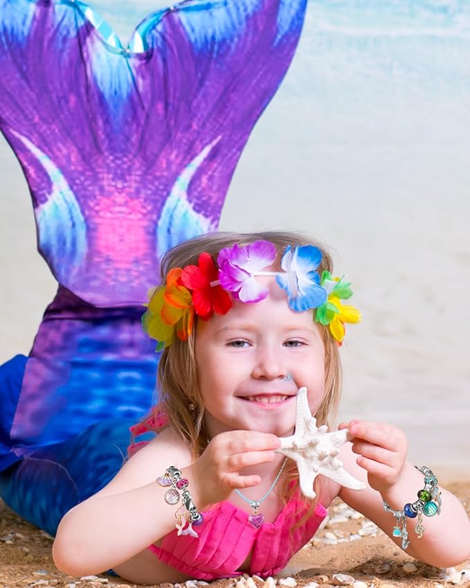 Christmas Advent Calendar 2024, Advent Calendars for Kids/Girl/Teens/Teenagers/Adult Women, Little Mermaid Charm Bracelet Jewelry Making Kit for Girls Crafts Mermaid Accessories, Gift for Girls 6-12