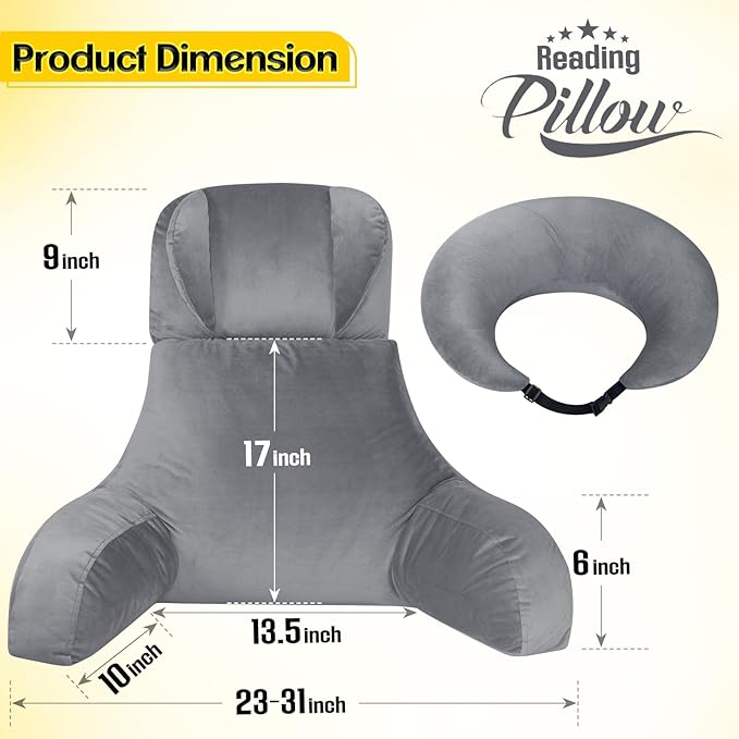 AS AWESLING Reading Pillow & Lap Pillow for Gaming, Back Cushion for Bed Sitting Up, Backrest Pillow for Sitting in Bed, Couch or Floor