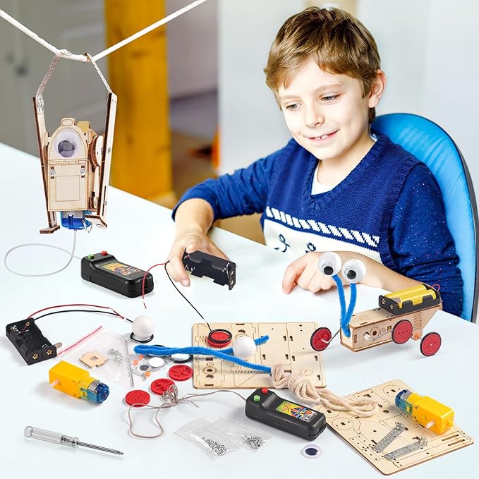 STEM Robots Kits for Kids Ages 5-7 8-10, Wood Building Art Crafts Kits for Boys 6-8 8-12, 3D Wooden Puzzles Robotics Models, Science Woodworking Projects STEM Toys Gifts for Boy 6 7 8 10 12 Year OId