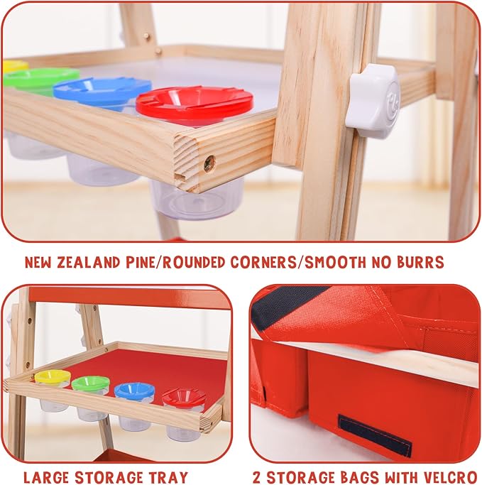 Joyooss Art Easel for Kids Easel for Toddlers, Adjustable Standing Wooden Toddler Easels Kids Magnetic Double Sided Whiteboard & Chalkboard, Art Easel for Kids Age 2-4 4-8 9-12 Toddler Art Easel Kid