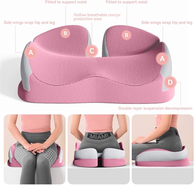 Seat Cushions for Office Chairs Wheelchair Cushion for Long Sitting Back Pain，Memory Foam Seat Car Computer Desk Chair Cushion，Coccyx Cushion for Tailbone Pain Relief Cushion Office Chair Butt Pillow