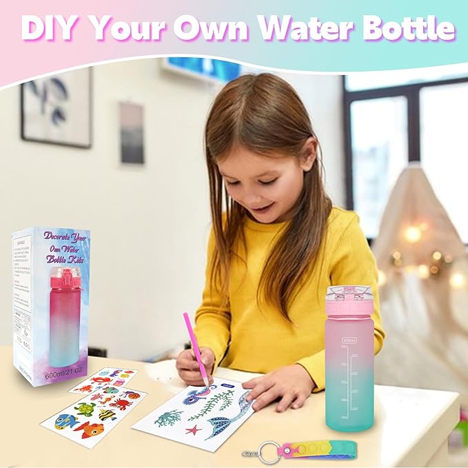 Gifts for Girls 4-12, Decorate Your Own Water Bottle Kits for Girls, Unicorn Diamond Crafts Painting Toys, Kids Water Bottle for School, Christmas and Birthday Gifts Toys for Girls