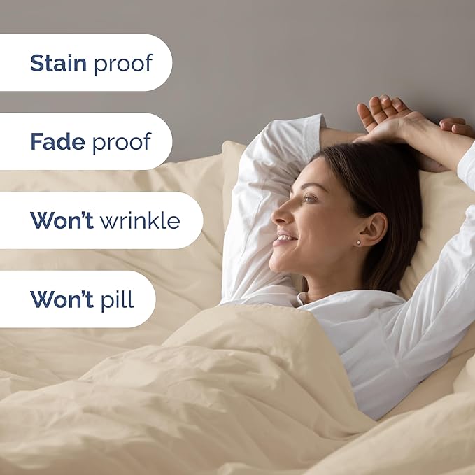 Duvet Cover Cal King Size Set - Extra Soft Cal King Size Duvet Cover 104 x 98 with 2 Pillow Shams - Hotel Luxury Easy Care & Fade Free w/Zipper Closures & Ties - Comfy Breathable Bedding Set (Wheat)