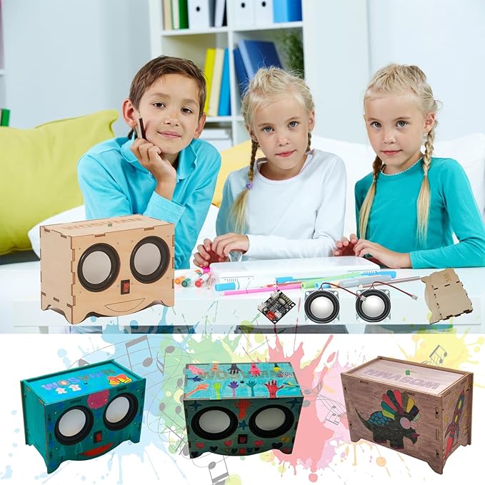 Craft Kit Speaker Circuits - Speaker Electronic Engineering Toys,Build Speaker Kit,DIY Bluetooth Speaker Kit Build Personalized Wood Case Speaker Set,Learning STEM Gifts Science for Teens