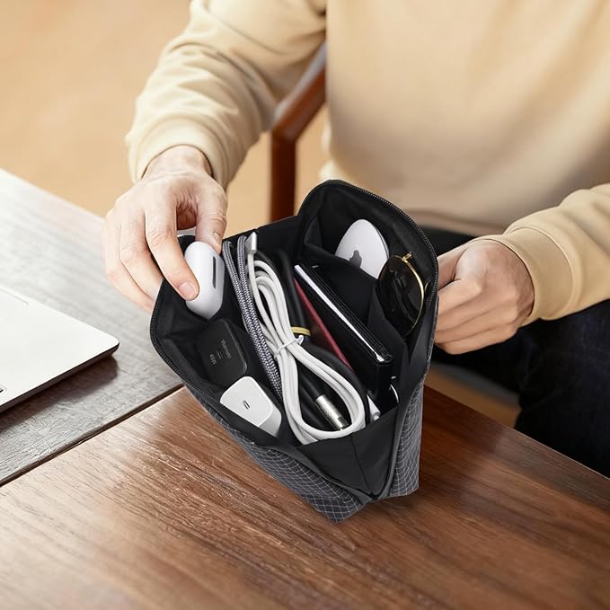SIMTOP Cord Organizer Travel Small Tech Bag Pouch Case for Cords, Charger, Hard Drive, Power Bank – Water-Resistant Electronics Organizer, Small Portable Gadget Case for Travel