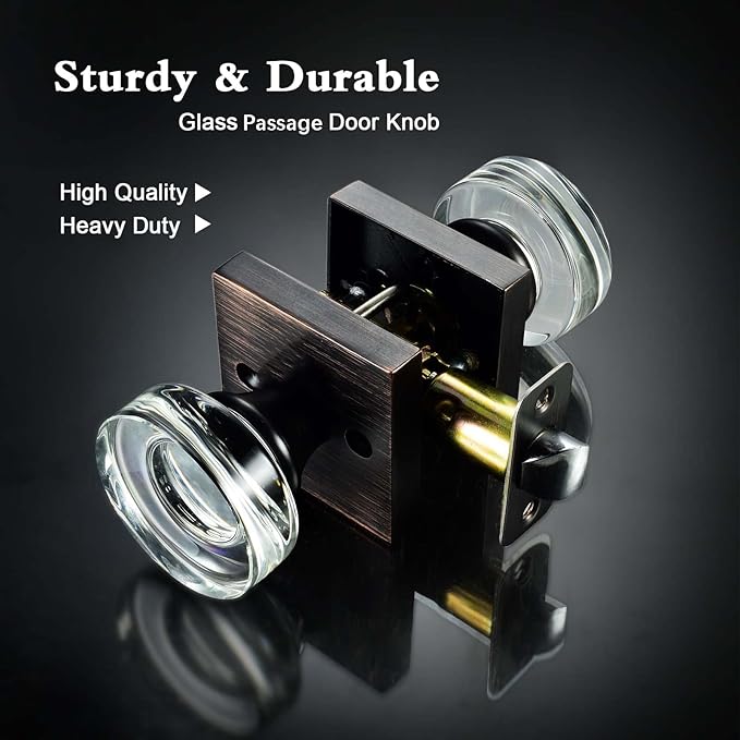 coolnews Crystal Door Knobs Interior, Passage Hall Closet Door Knobs, Oil Rubbed Bronze