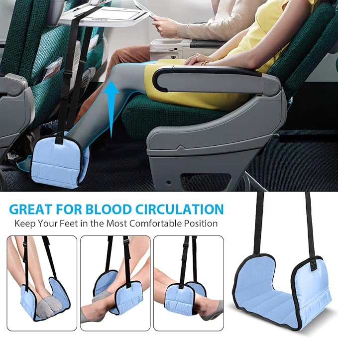 Airplane Footrest Made with Premium Memory Foam - Airplane Travel Foot Hammock, No Clashing Foot Hammock & Portable Plane Leg Rest, Provides Relaxation and Comfortable for Long Flight