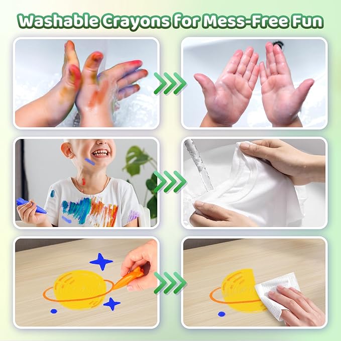 DreamCandy Rocket and Dinosaur-Shaped Crayons,36PCS Non Toxic Washable Toddler Crayons for Kids and Toddlers,Art Supplies Drawing Coloring Crayon Set,Gift for Boys and Girls,Back to School