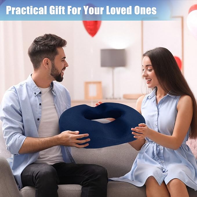 BlissTrends Donut Pillow Seat Cushion,Donut Chair Cushions for Postpartum Pregnancy & Hemorrhoids,Tailbone Pain Relief Cushion,Memory Foam Lifting Cushions for Office&Home Chairs (Blue)