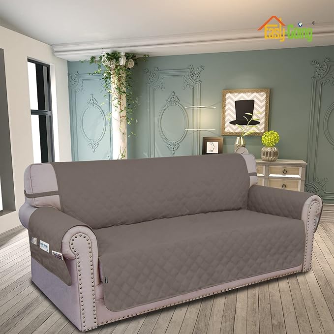 Easy-Going Sofa Slipcover Oversized Sofa Cover Waterproof Couch Cover Furniture Protector Cover Pets Covers Washable Non-Slip Fabric Pets Kids Children Dog Cat (Oversized Sofa, Taupe)