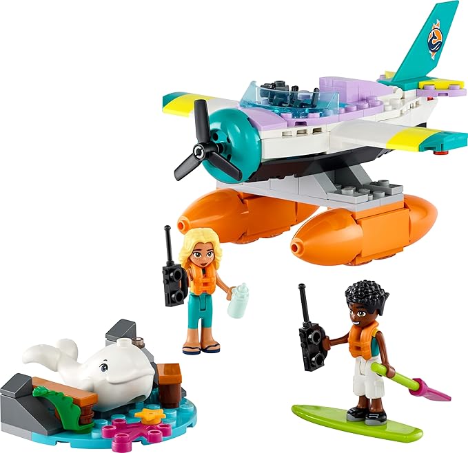 LEGO 41752 Friends Sea Rescue Plane, Airplane Toy with Whale Figure and Mini Dolls, Animal Care Gift for Birthday for Girls, Boys and Children from 6 Years